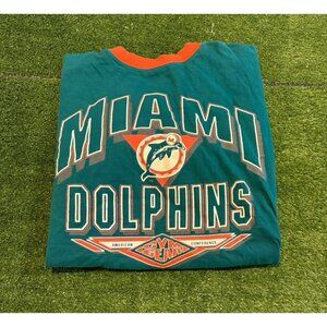 Vintage Miami Dolphins shirt mens XL orange aqua gym gear oversize 1990s I